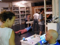 Plasticene in rehearsal for The Perimeter, September 2004